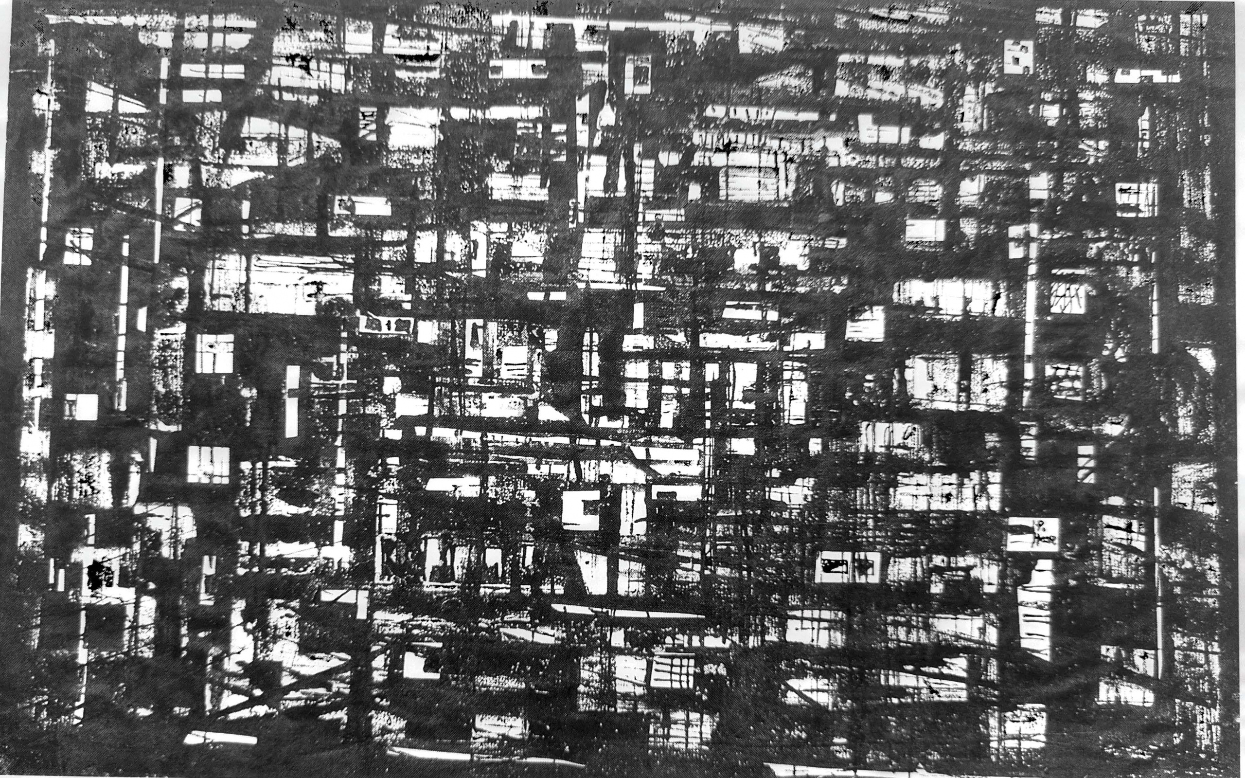 Schwarz-weiß Collage auf Tusche, o.J.